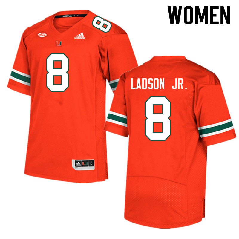 Women #8 Frank Ladson Jr. Miami Hurricanes College Football Jerseys Sale-Orange